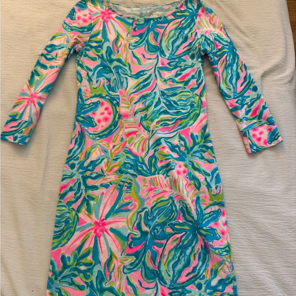 Lilly Pulitzer Vibrant Pink and Blue Midi Dress